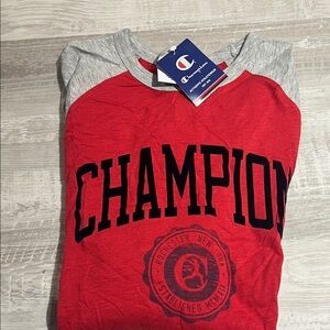 Champion women’s Long Sleeve Red and Gray Tee